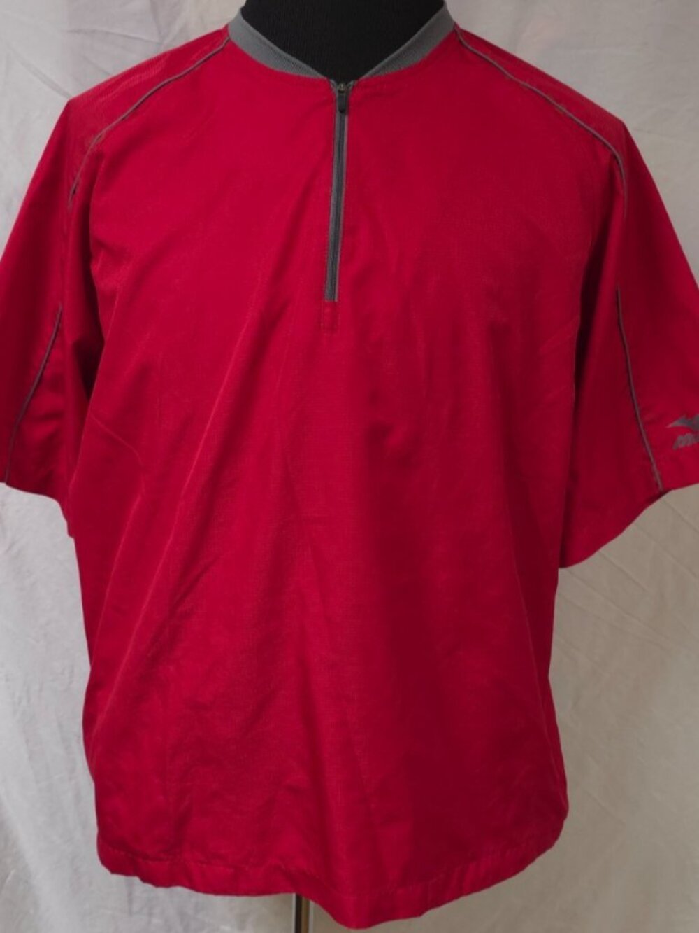 Mizuno Short Sleeve Performance Red Quarter Zip Pullover Windbreaker Jacket Sz M
